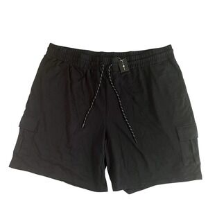 NWT Ashley Stewart‎ Women's Size 30/32 Black Sweat Shorts Drawstring Cargo